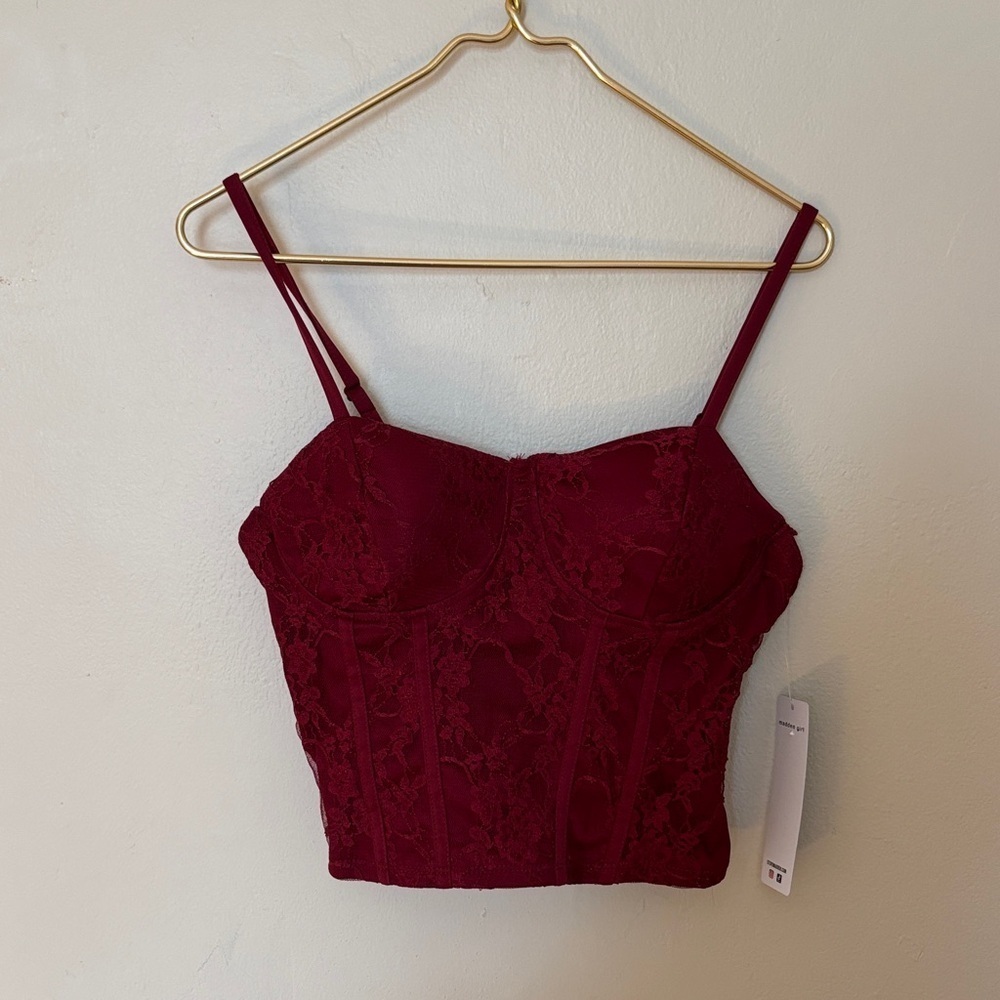 a new day Burgundy Lace Tank Top